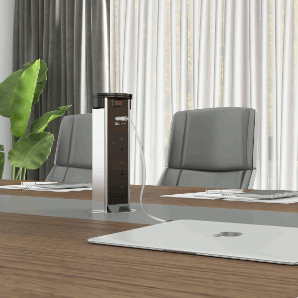 Powertech Pro Pull Up Socket With USB & Qi Charging