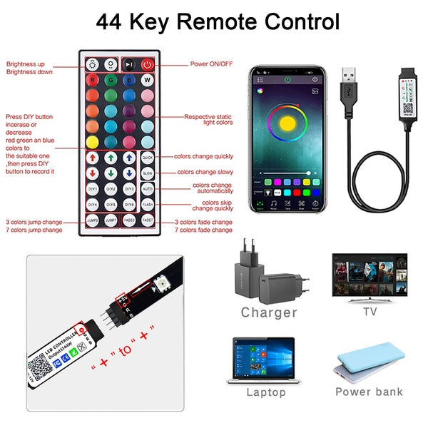 Led Lights for Room RGB 5050 Led Strip with Remote Control Color Chang